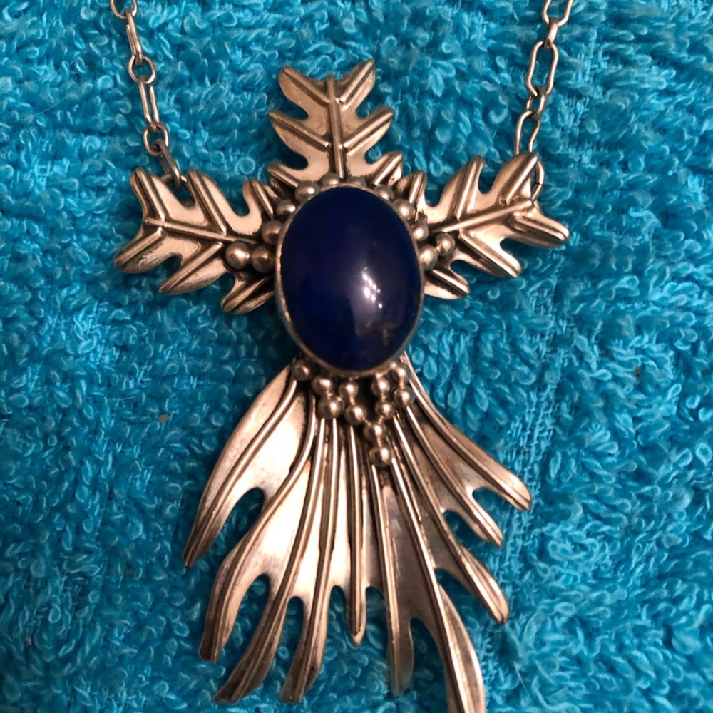 STUNNING CAROL FELLEY BLUE LAPIS & S.S. CROSS ❤️❤️